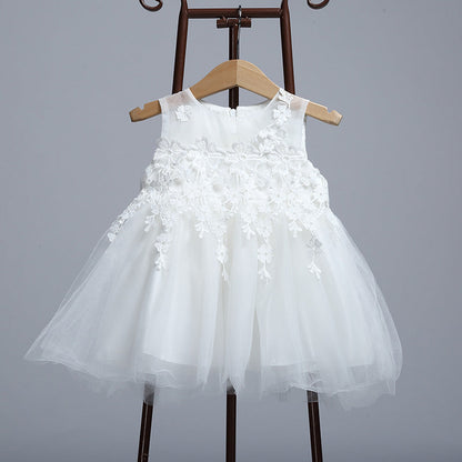 Baby's full moon, baby's wedding dress, princess dress, children's dress, lace cap, fluffy dress, photo studio - Amazhona 