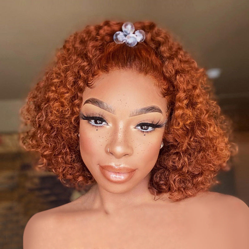 Beauty Wig Medium Orange African Small Curl Wig High Temperature Silk Rose - Amazhona 