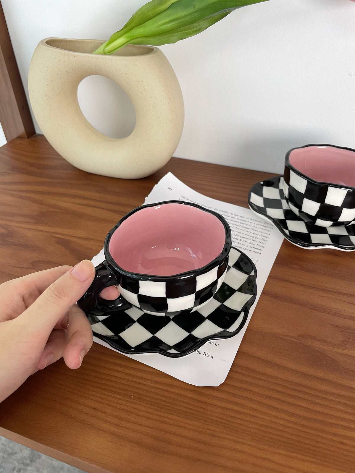 Black And White Checkerboard Mug Creative Net Red Mug - Amazhona 