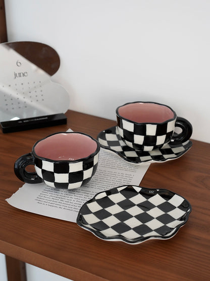 Black And White Checkerboard Mug Creative Net Red Mug - Amazhona 