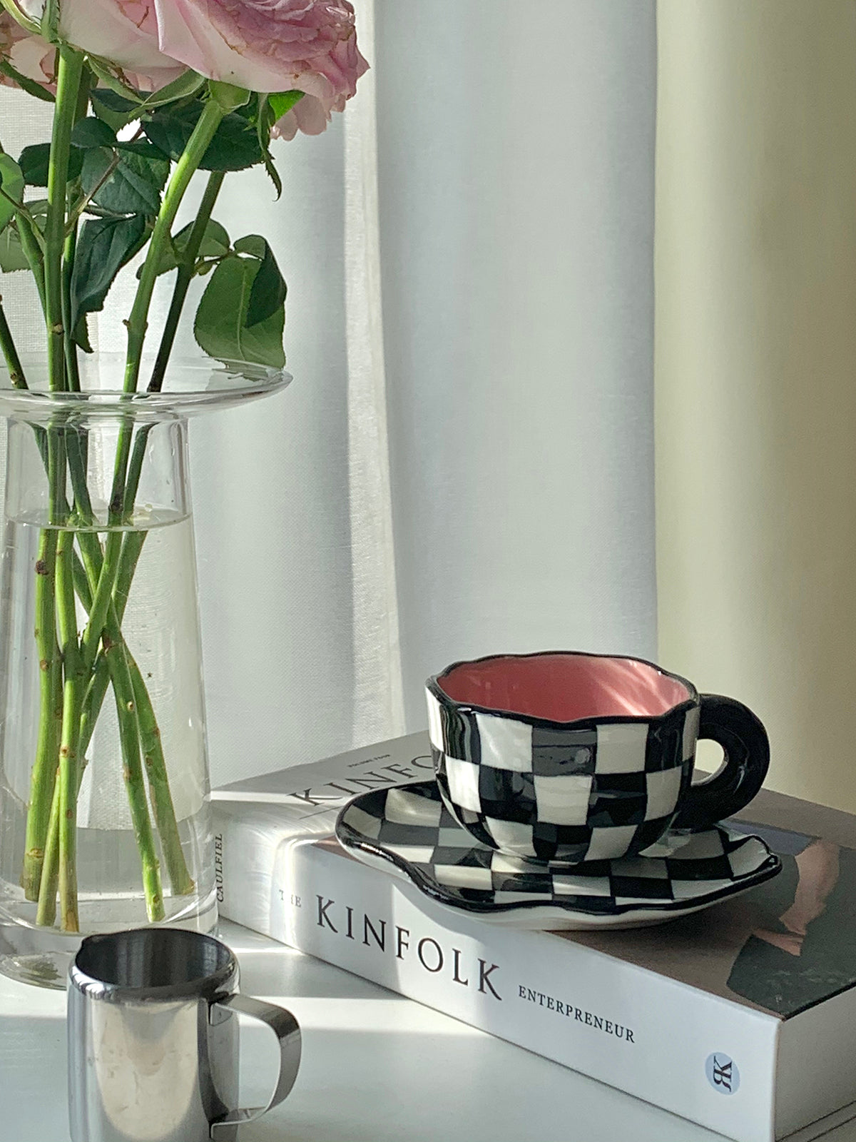 Black And White Checkerboard Mug Creative Net Red Mug - Amazhona 