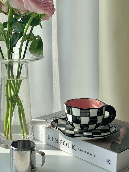 Black And White Checkerboard Mug Creative Net Red Mug - Amazhona 