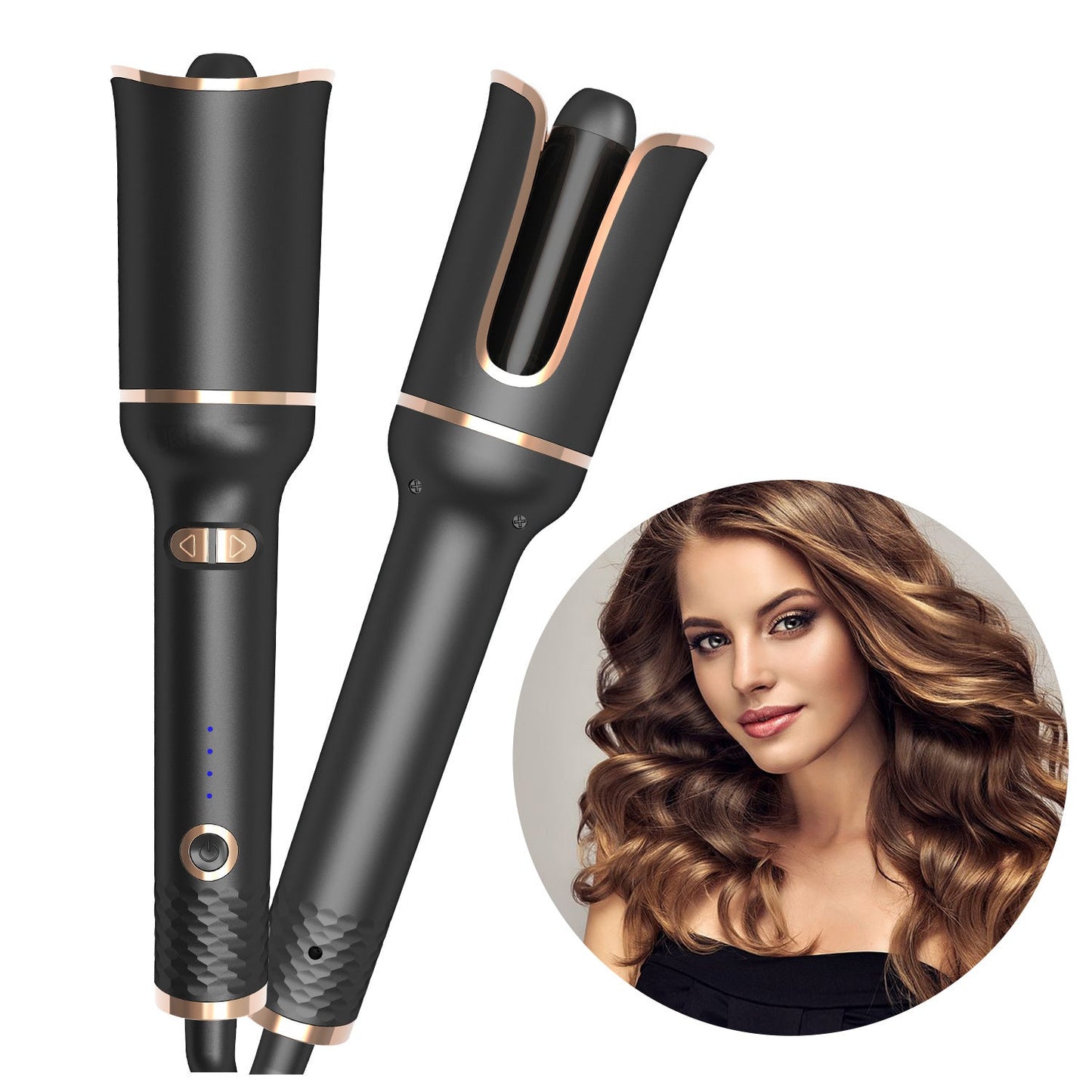 Black Automatic Spiral Electric Curling Iron Negative Ion - Amazhona 