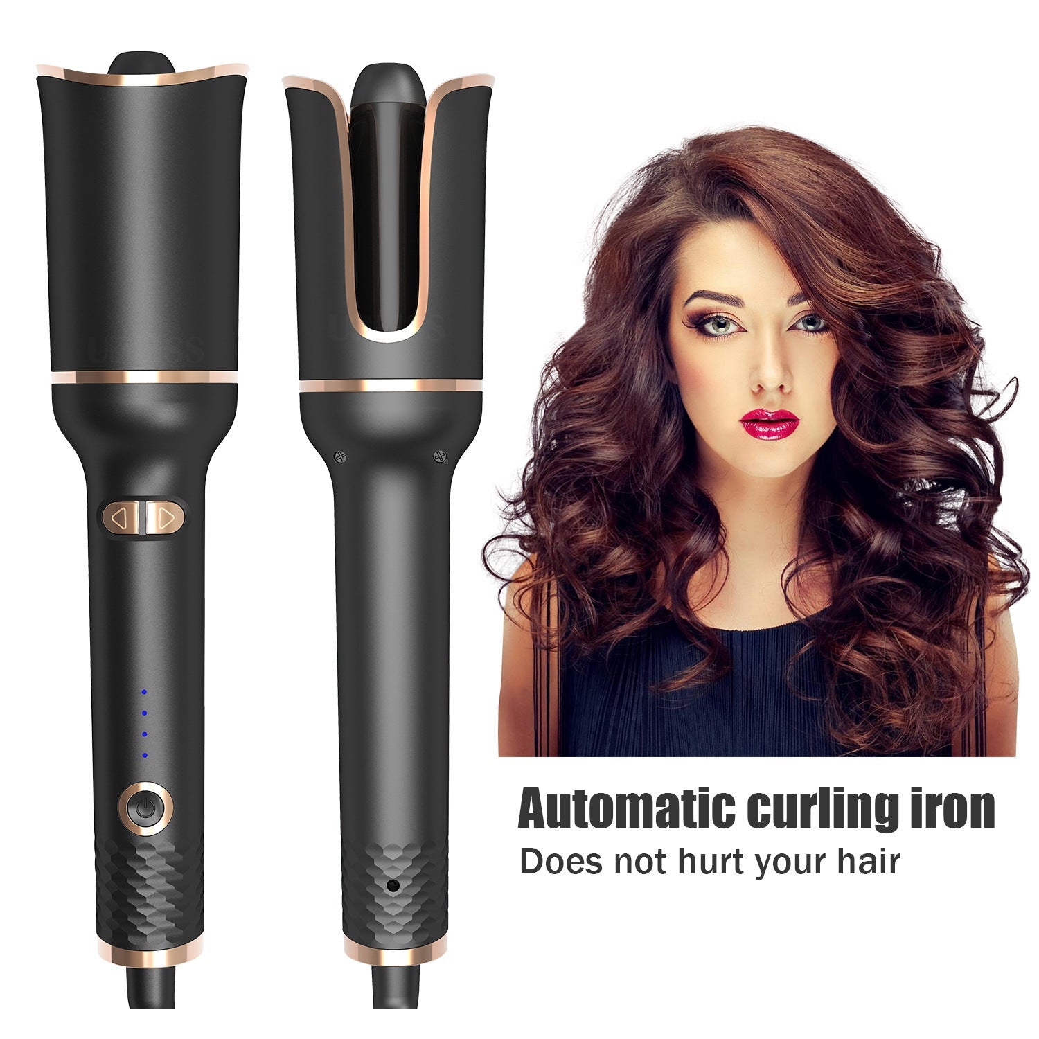 Black Automatic Spiral Electric Curling Iron Negative Ion - Amazhona 