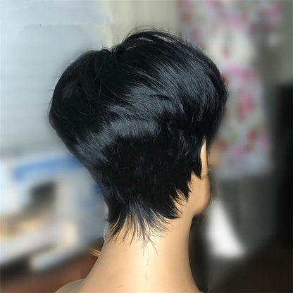 Black Chemical Fiber Hair Realistic Wig - Amazhona 