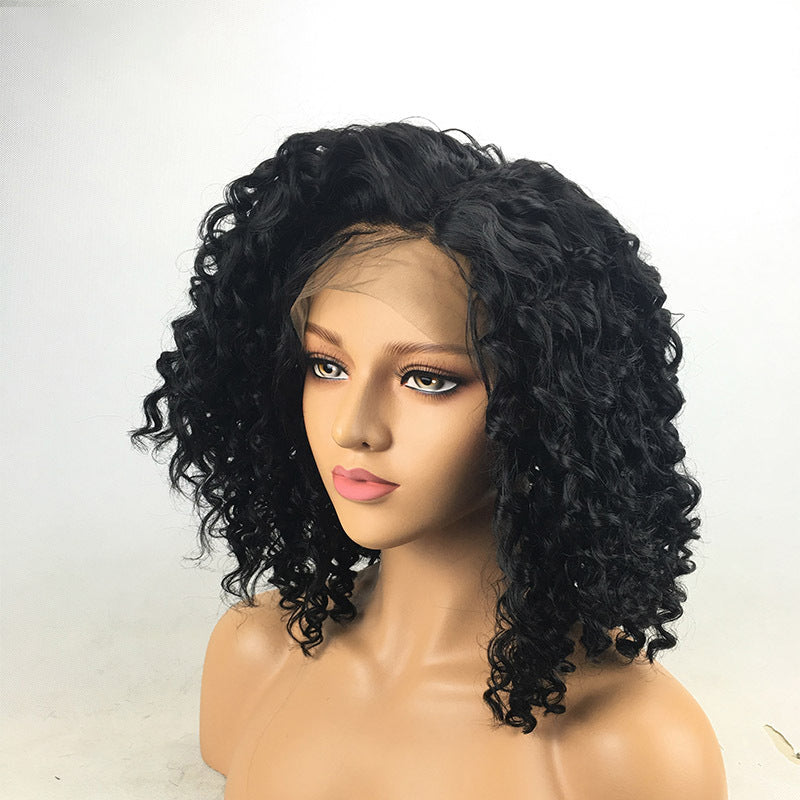 Black Small Curly Front Lace Wig Hair Cover - Amazhona 