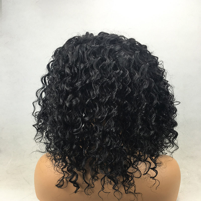 Black Small Curly Front Lace Wig Hair Cover - Amazhona 