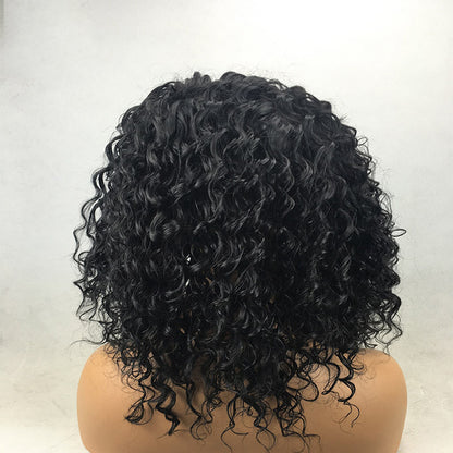 Black Small Curly Front Lace Wig Hair Cover - Amazhona 