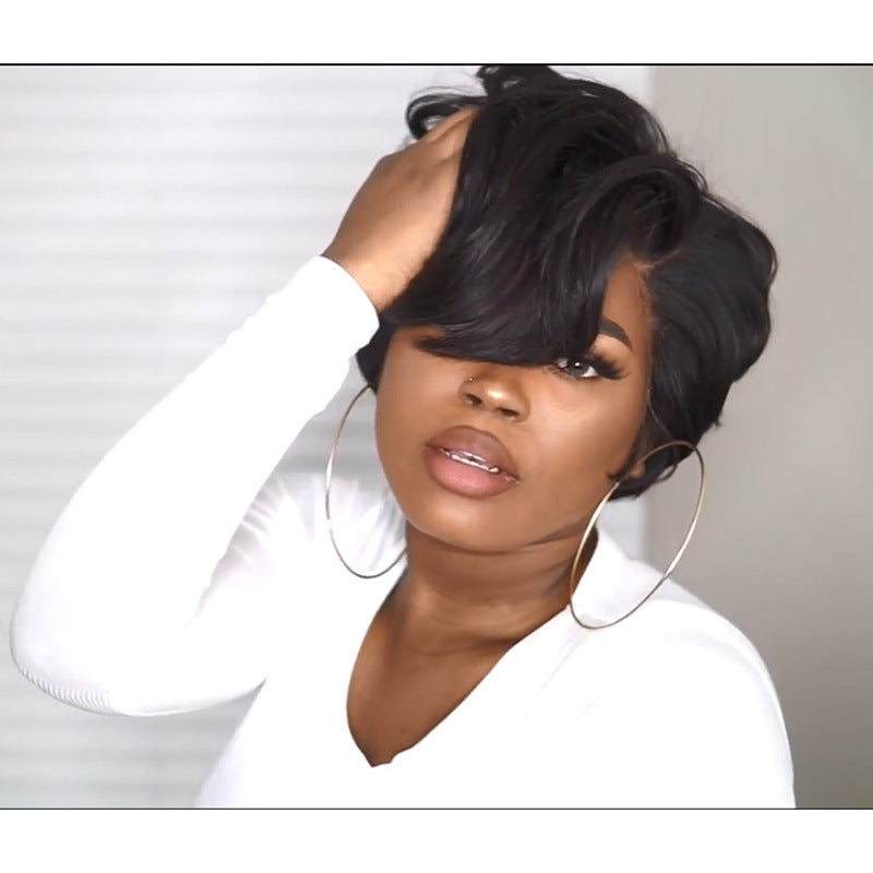 Black bob micro curl short hair - Amazhona 