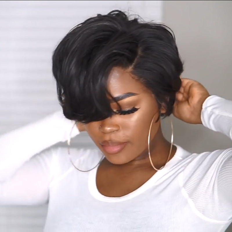 Black bob micro curl short hair - Amazhona 