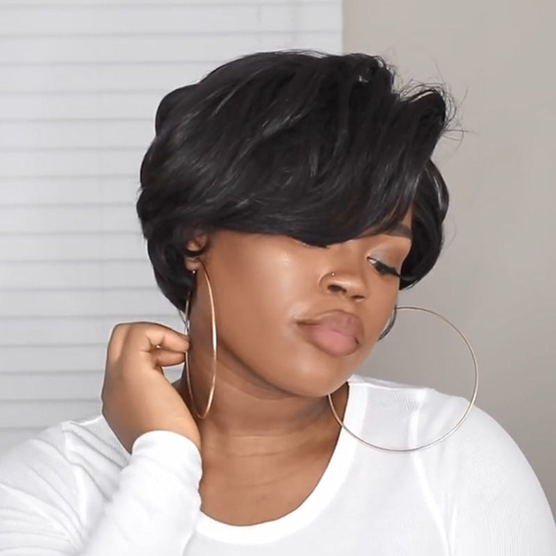 Black bob micro curl short hair - Amazhona 