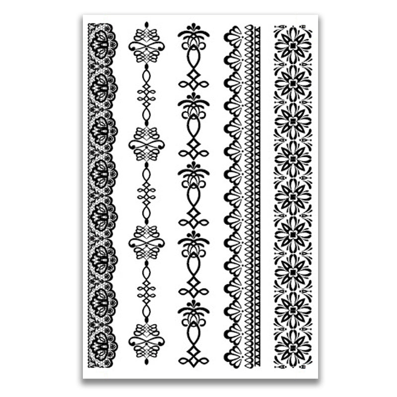 Black lace waterproof tattoo stickers - Amazhona 