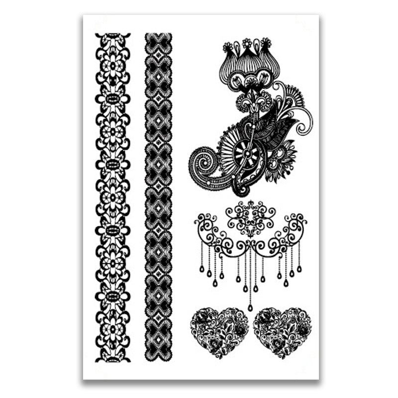 Black lace waterproof tattoo stickers - Amazhona 