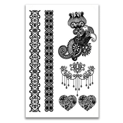 Black lace waterproof tattoo stickers - Amazhona 