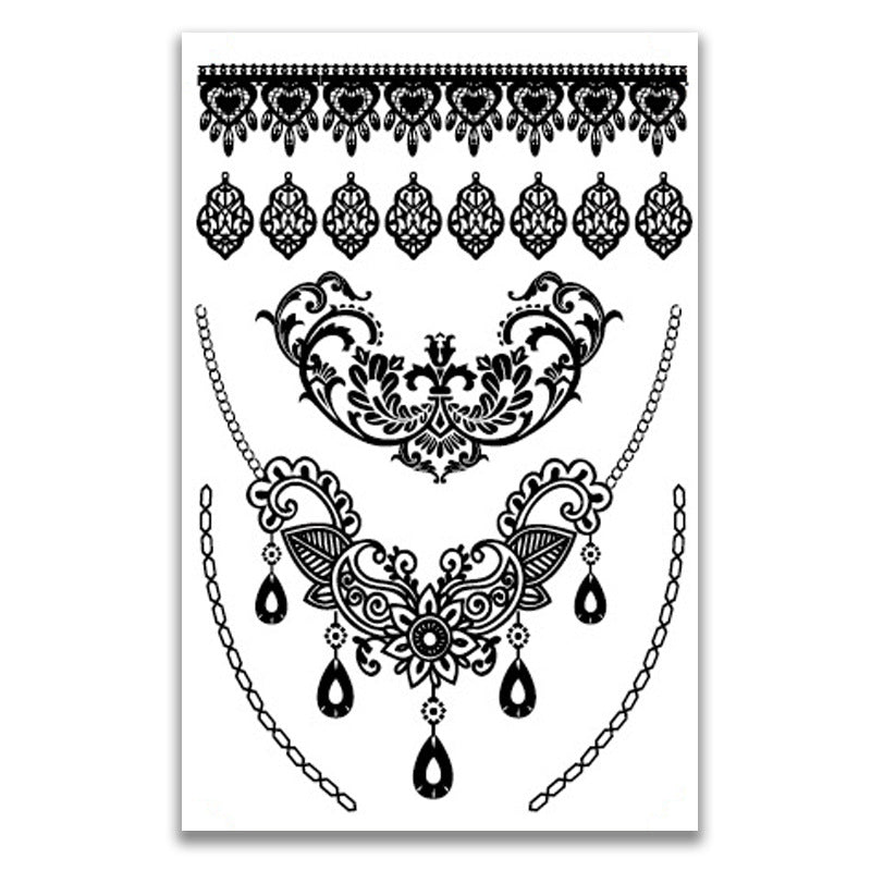 Black lace waterproof tattoo stickers - Amazhona 