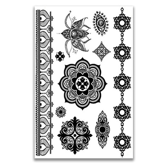 Black lace waterproof tattoo stickers - Amazhona 