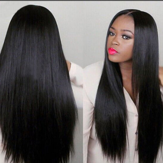 Black long straight hair wig cover - Amazhona 