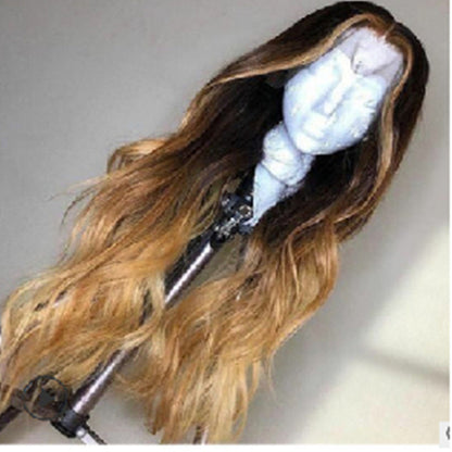 Bleaching And Dyeing Mid-length Curly Hair COSS Brown Gradient Anime Wig New Female Chemical Fiber Headgear - Amazhona 