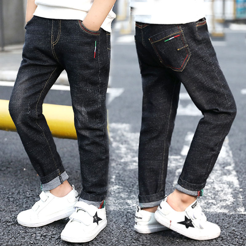 Boys' denim trousers, new style, big children's trousers, spring and autumn children's trousers - Amazhona 