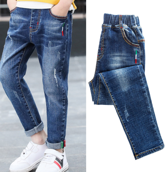 Boys' denim trousers, new style, big children's trousers, spring and autumn children's trousers - Amazhona 