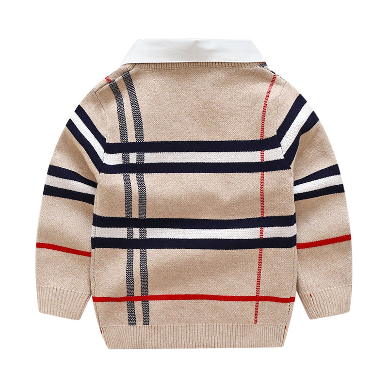 Boys plaid jacquard sweater - Amazhona 