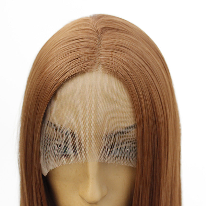 Brown silk synthetic front lace headgear - Amazhona 