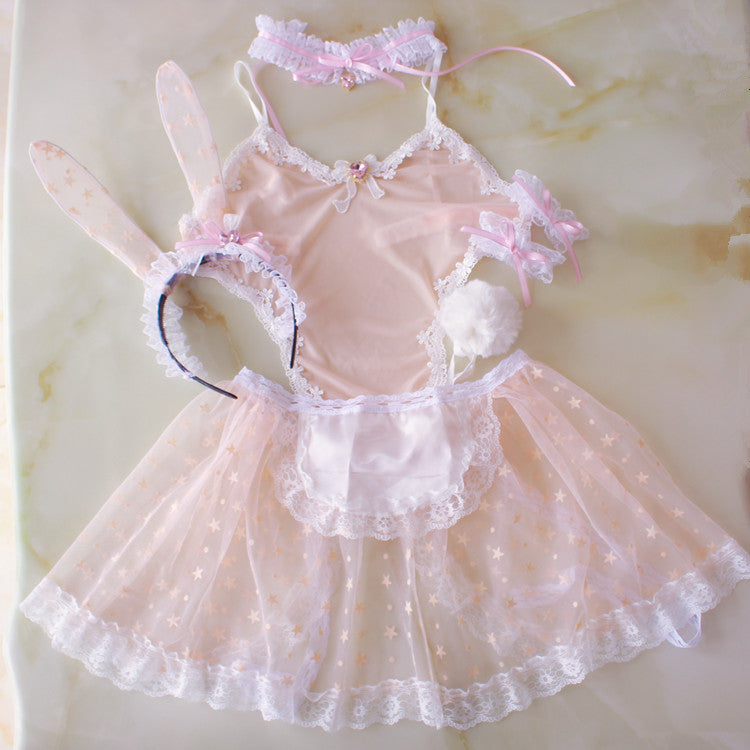 Bunny Girl Suit Pajamas Lace One-piece - Amazhona 