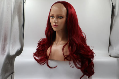 Burgundy front lace chemical fiber wig - Amazhona 