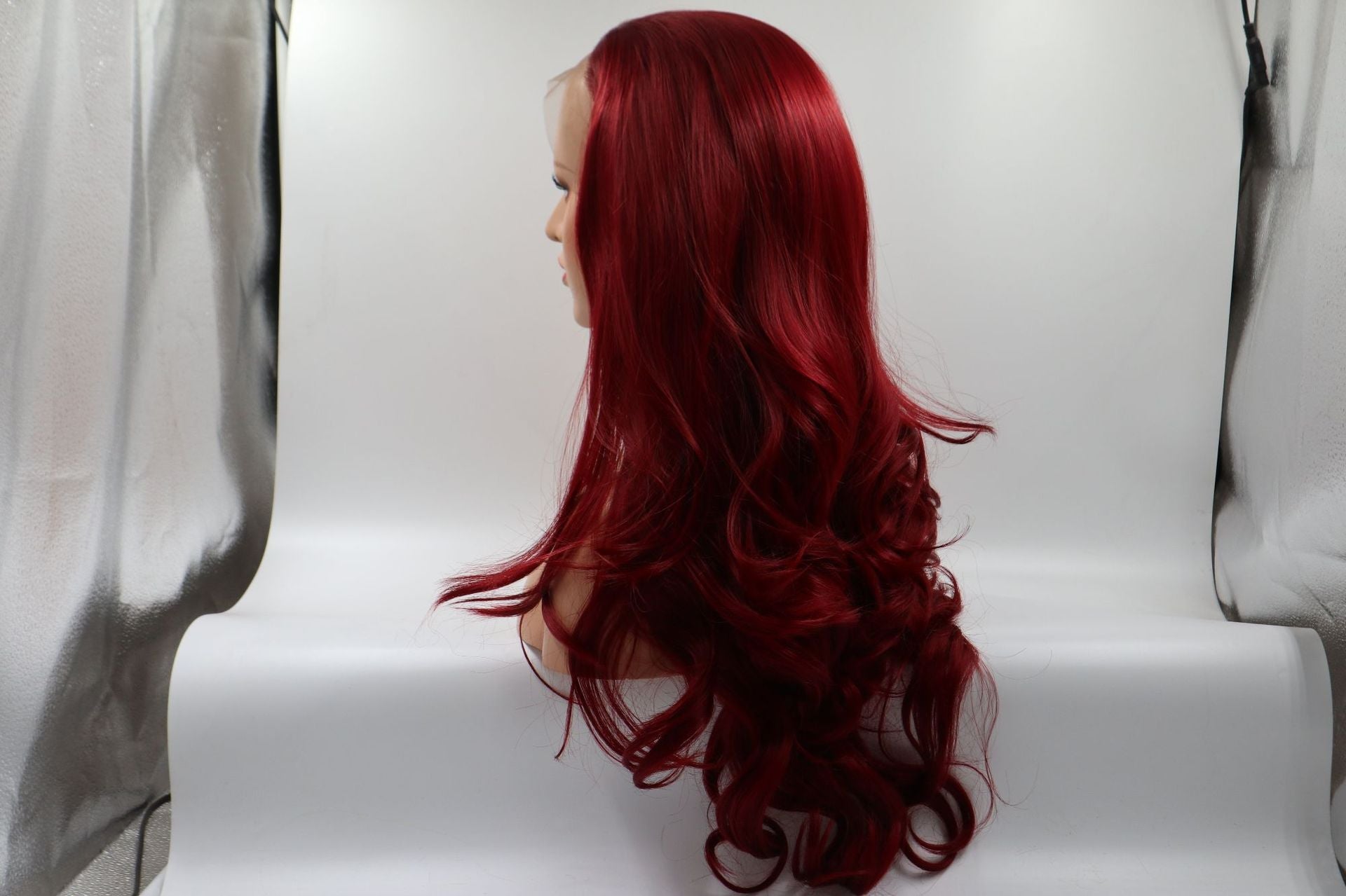 Burgundy front lace chemical fiber wig - Amazhona 