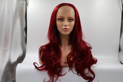 Burgundy front lace chemical fiber wig - Amazhona 