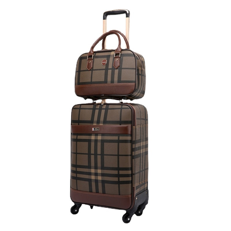 Business leather suitcase male trolley case 20-inch check-in case female password box  luggage mala de viagem maletas de viaje - Amazhona 