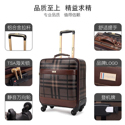 Business leather suitcase male trolley case 20-inch check-in case female password box  luggage mala de viagem maletas de viaje - Amazhona 