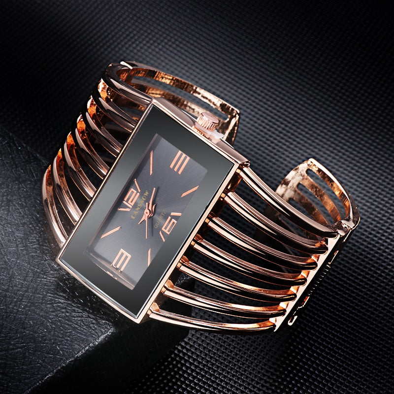 CANSNOW Womens Watch Luxury Fashion Rose Gold Bangle Bracelet Watch Women Dress Clock Female Lady Saati Girls Wristwatch Relojes - Amazhona 