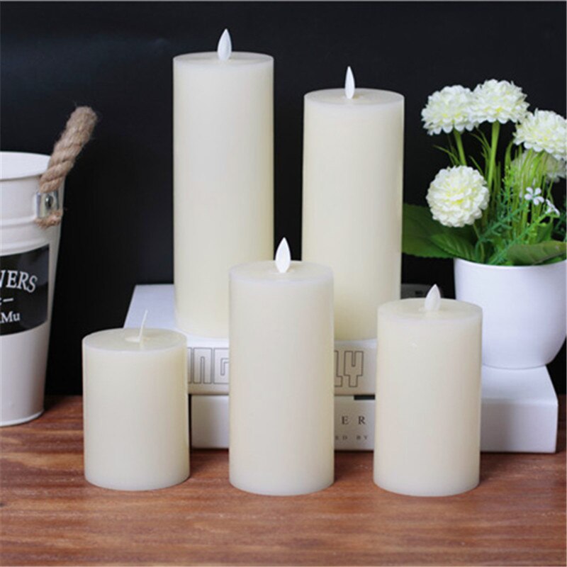 CHUANGGE LED Candle Wax Shell Flat Swing Candles Electronic Moveable Wicks Lifelike Smokeless Flameless Velas Valentine's Day - Amazhona 