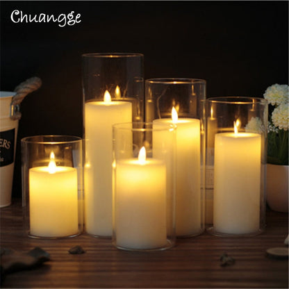 CHUANGGE LED Candle Wax Shell Flat Swing Candles Electronic Moveable Wicks Lifelike Smokeless Flameless Velas Valentine's Day - Amazhona 