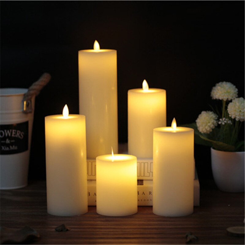 CHUANGGE LED Candle Wax Shell Flat Swing Candles Electronic Moveable Wicks Lifelike Smokeless Flameless Velas Valentine's Day - Amazhona 