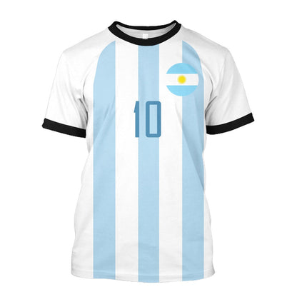 CLOOCL DIY Number Argentina Flag T-Shirt Fashion 3D Printed Short Sleeve Featured T-Shirts 2022 Casual Activewear Summer Tops - Amazhona 