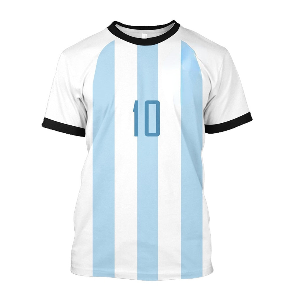 CLOOCL DIY Number Argentina Flag T-Shirt Fashion 3D Printed Short Sleeve Featured T-Shirts 2022 Casual Activewear Summer Tops - Amazhona 