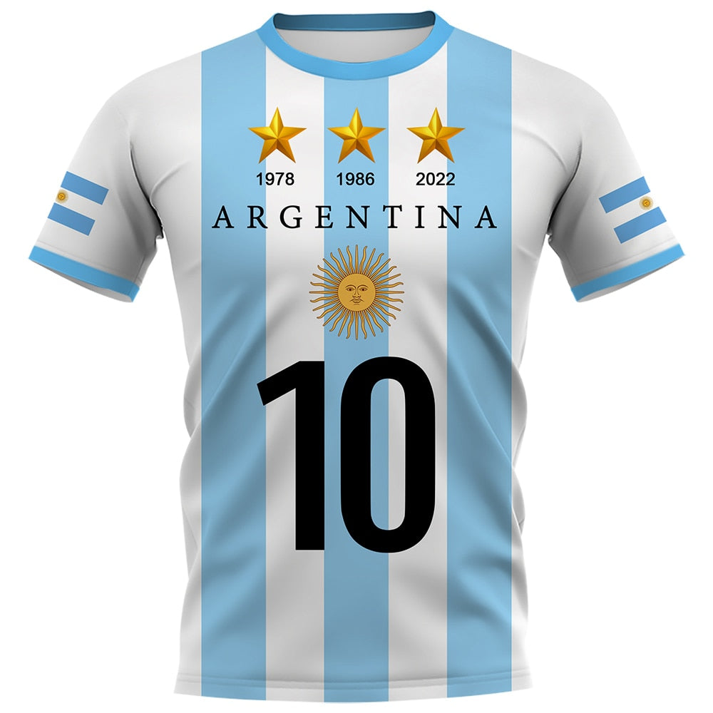 CLOOCL DIY Number Argentina Flag T-Shirt Fashion 3D Printed Short Sleeve Featured T-Shirts 2022 Casual Activewear Summer Tops - Amazhona 