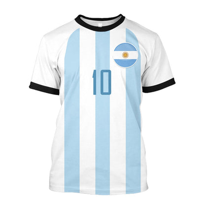 CLOOCL DIY Number Argentina Flag T-Shirt Fashion 3D Printed Short Sleeve Featured T-Shirts 2022 Casual Activewear Summer Tops - Amazhona 