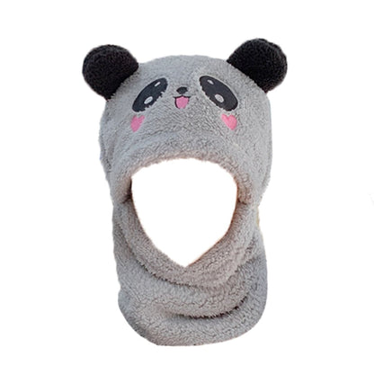 Cartoon Bear Ear Lamb Beanie Hat With Mask Warm Balaclava Winter Thickened Ear Protection Autumn Skullies Beanies for Women Girl - Amazhona 