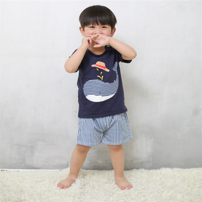 Cartoon Clothing Baby Boy Summer Clothes T-shirt Baby Girl Casual Clothing Sets - Amazhona 