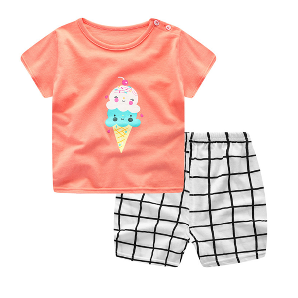 Cartoon Clothing Baby Boy Summer Clothes T-shirt Baby Girl Casual Clothing Sets - Amazhona 