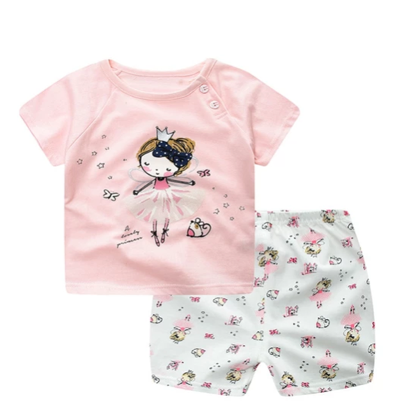 Cartoon Clothing Baby Boy Summer Clothes T-shirt Baby Girl Casual Clothing Sets - Amazhona 