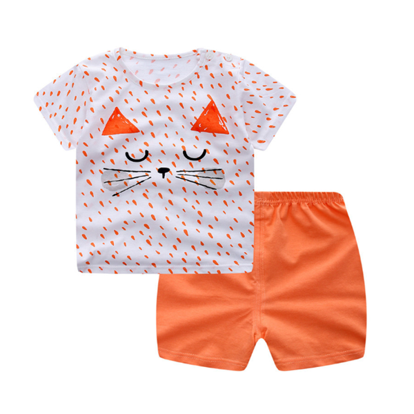 Cartoon Clothing Baby Boy Summer Clothes T-shirt Baby Girl Casual Clothing Sets - Amazhona 