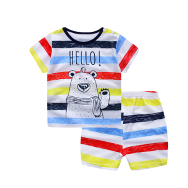 Cartoon Clothing Baby Boy Summer Clothes T-shirt Baby Girl Casual Clothing Sets - Amazhona 