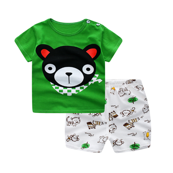 Cartoon Clothing Baby Boy Summer Clothes T-shirt Baby Girl Casual Clothing Sets - Amazhona 