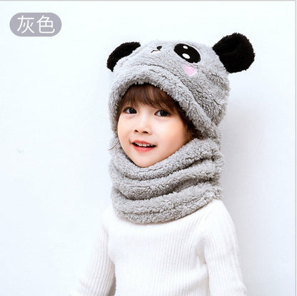 Cartoon Hat for Girls Boys Scarf Thicken Cap Newborn Photography Double Fleece Baby Stuff Winter Children hat Kids Caps - Amazhona 