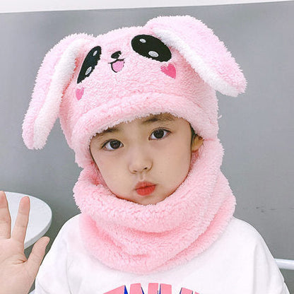 Cartoon Hat for Girls Boys Scarf Thicken Cap Newborn Photography Double Fleece Baby Stuff Winter Children hat Kids Caps - Amazhona 