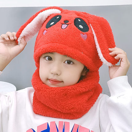 Cartoon Hat for Girls Boys Scarf Thicken Cap Newborn Photography Double Fleece Baby Stuff Winter Children hat Kids Caps - Amazhona 